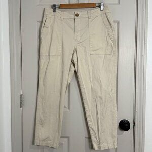 A New Day Pants Womens 12 Straight Leg Beige Patch Pockets Flap Indie Chic Boho